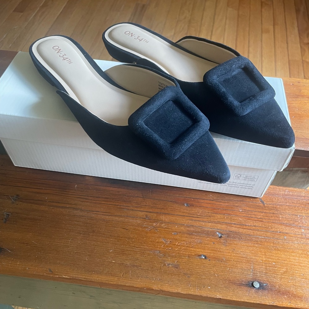 On 34 th black buckle mules - Picture 2 of 5
